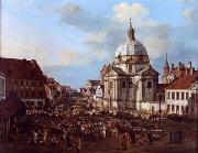 Bernardo Bellotto New Town Market Square with St. Kazimierz Church. china oil painting artist